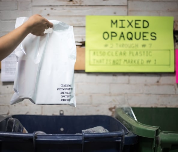 Sustainability minded recycled contents bag
